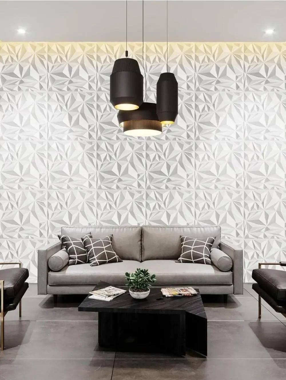 Lot Of 12 STICKGOO 3D Wall Panels Diamond White Paintable 19.7
